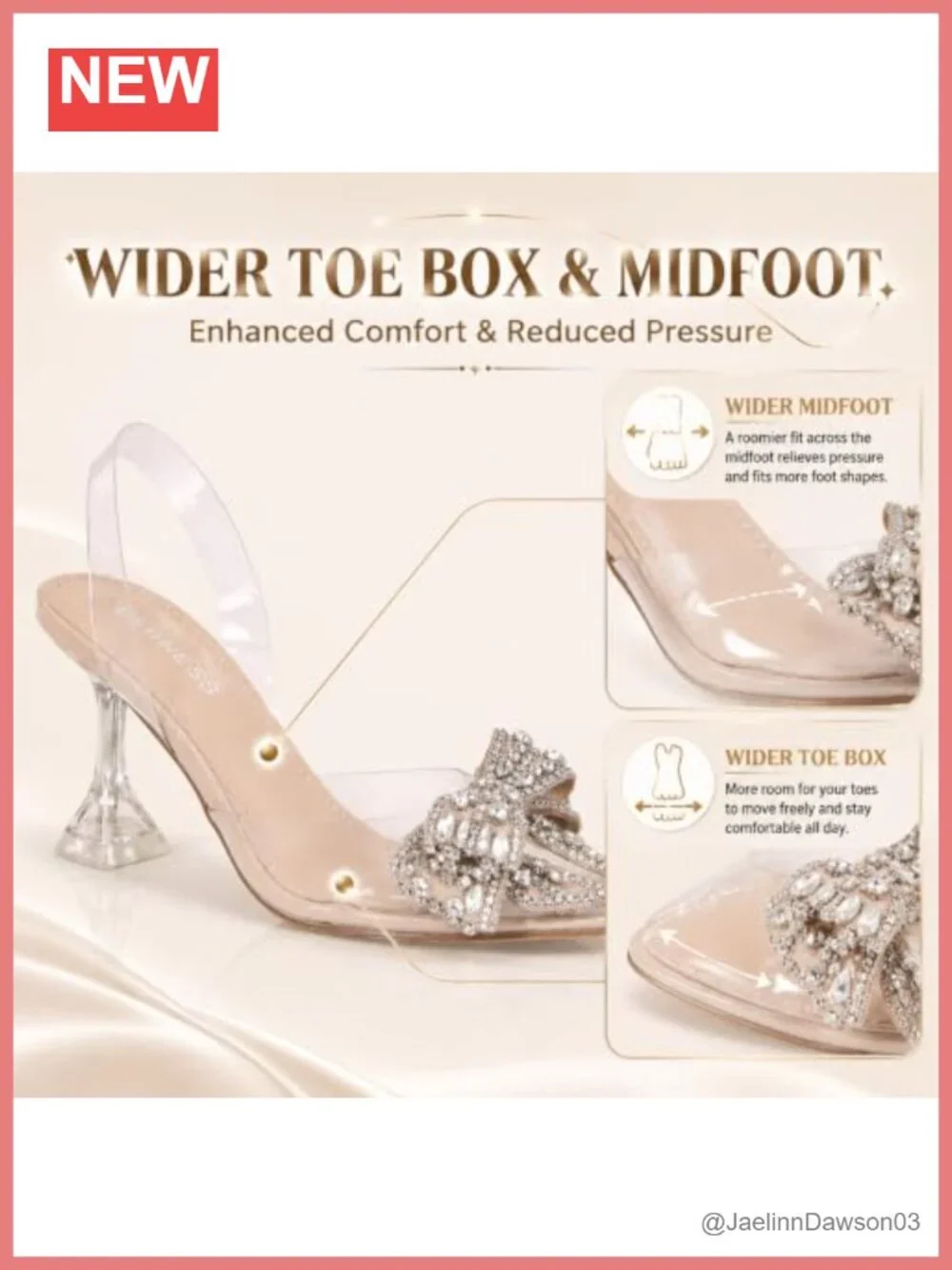 Crystal Bow Clear Slingback Kitten Heels Pumps Women's 3 Inch Rhinestone